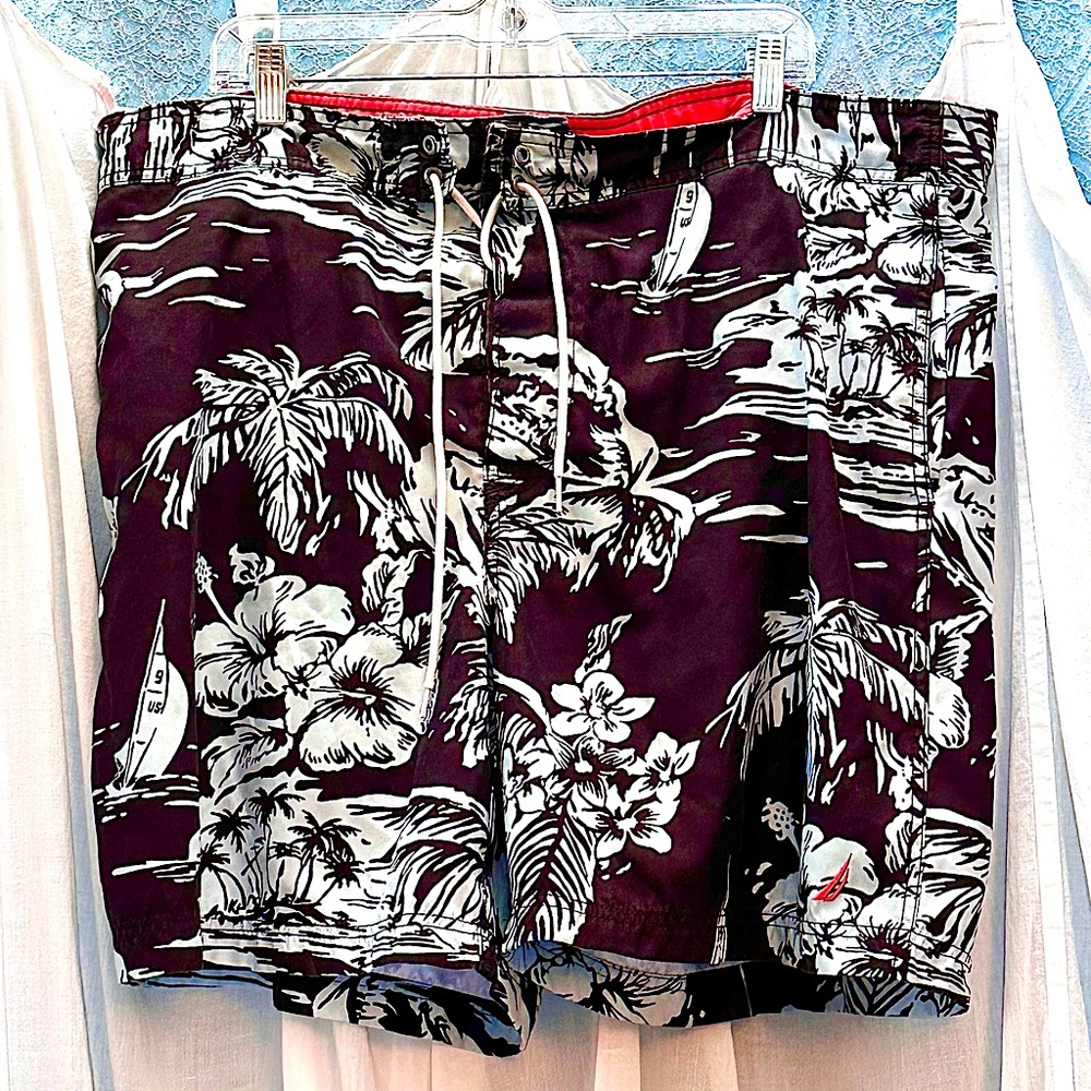 🌟 Nautica Flat Front Hawaiian Tropical Print Sz XXL - Picture 1 of 6